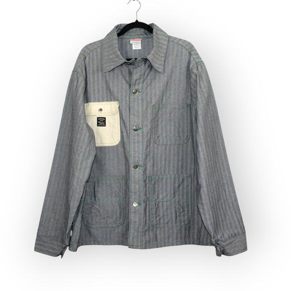 XL PointerBrand LCKing FisherStripe Chore Coat DrillDuckPocket GreenStitch USA - Picture 6 of 16